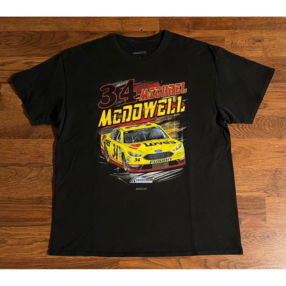 Nascar Michael Mcdowell 34 Loves Ford Fusion Front Row Motorsports T-Shirt Xl